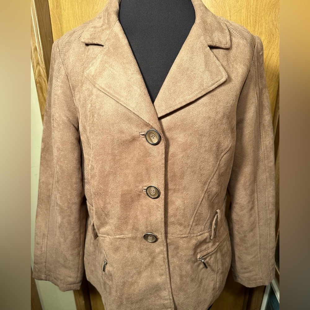 Chico's Belted Faux Suede Jacket Size 2 Large - Picture 5 of 12